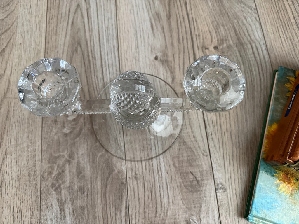 Top-down view of two-light candelabra