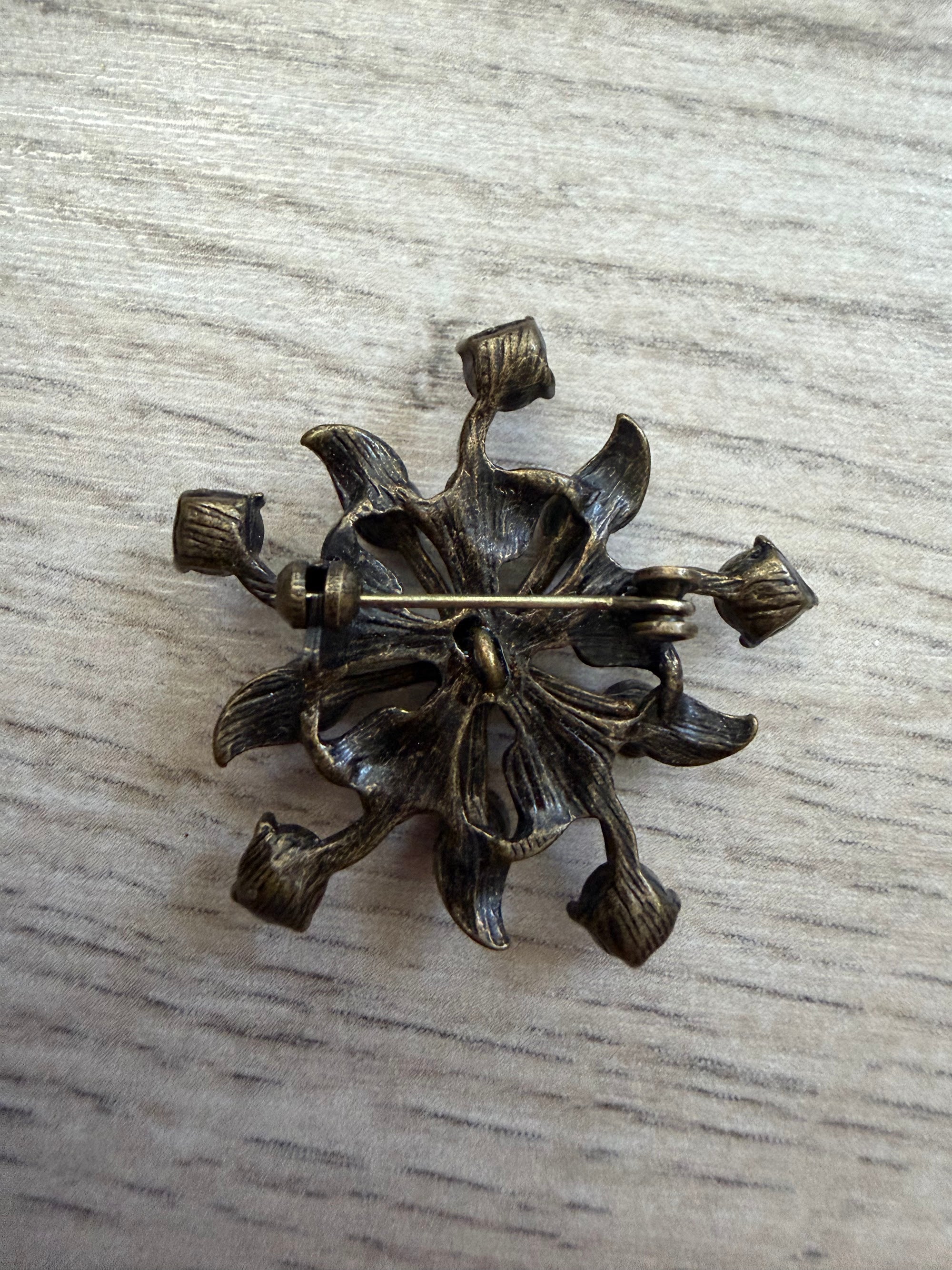 Back of brooch showing pin stem and clasp mechanism